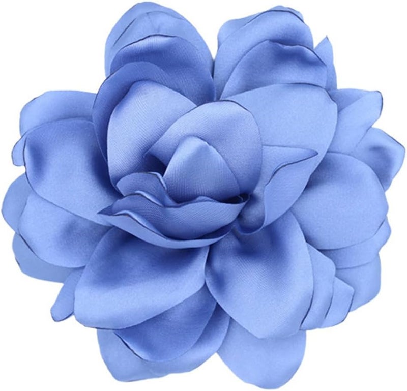 Decixde Satin Fabric Rose Flower Brooches - Handmade Floral Accessory for Wedding Party Dance Banquet Ceremony - Size: 4.72in - Image 5